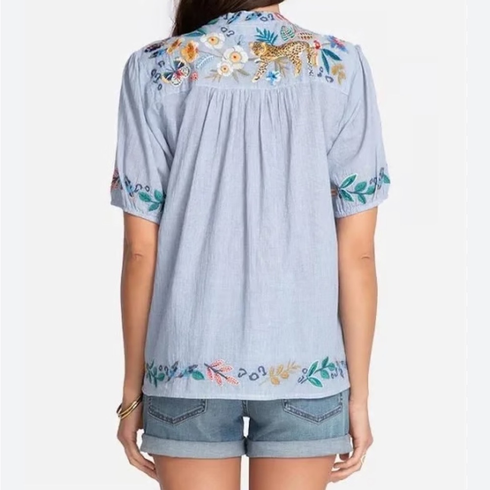 Johnny Was Indraa Puff Sleeve Effortless Blouse Size Medium - Picture 7 of 12
